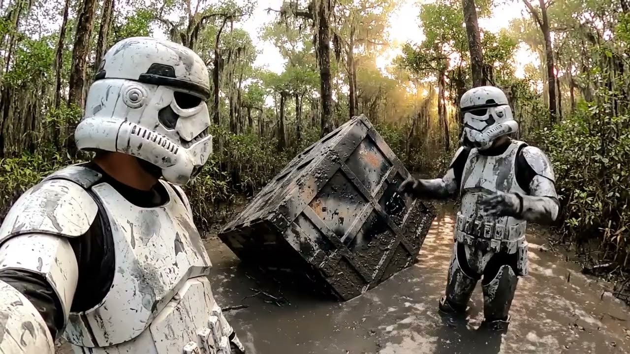 Stormtroopers Hunt for Lost Supply Crate in the Swamp