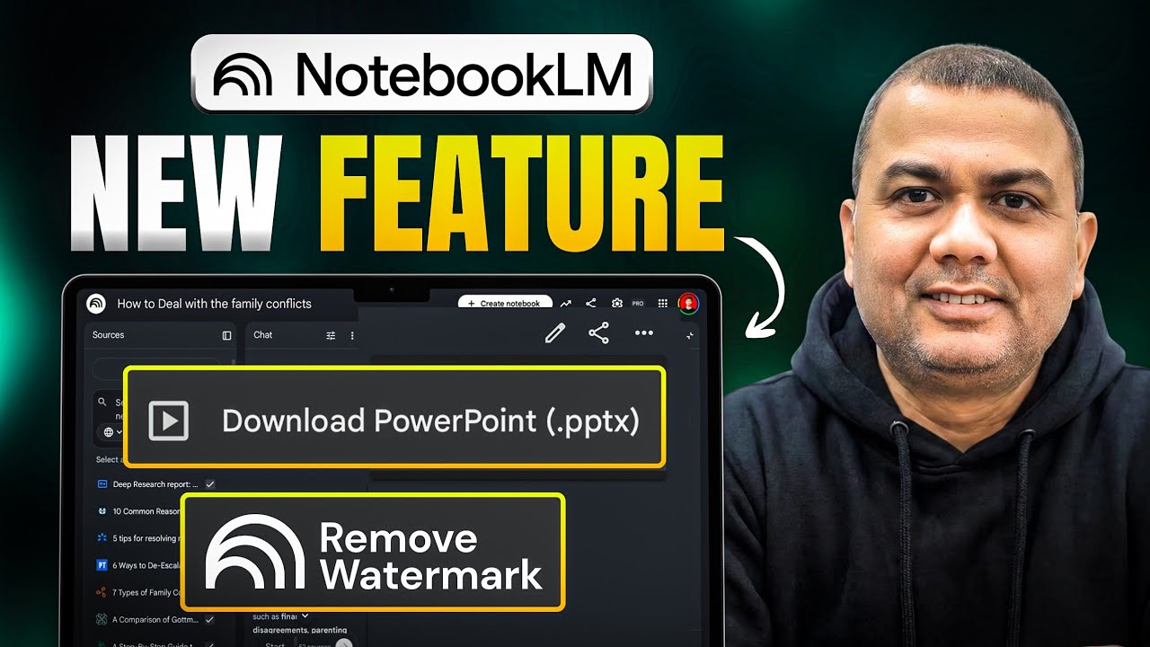 NotebookLM NEW FEATURE & SECRET TRICKS | Remove Watermark | Download Slides to Powerpoint | 449
