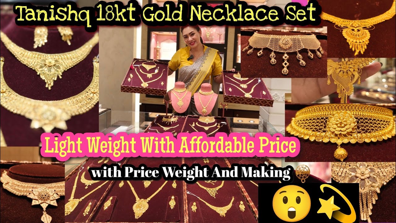 Tanishq 18kt Gold Necklace Set 😲 Light Weight And Affordable price With Price 😱#tanishqnecklace 