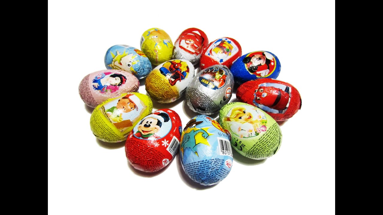 14 Kinder Surprise Zaini Eggs Disney Pixar Cars 2 Princess Iron Man Toy Story Spiderman Chuggington