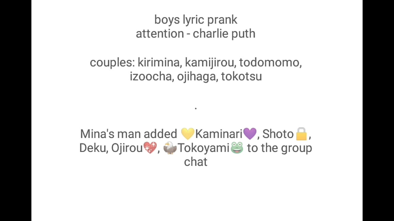 attention¦¦bnha boys lyric prank