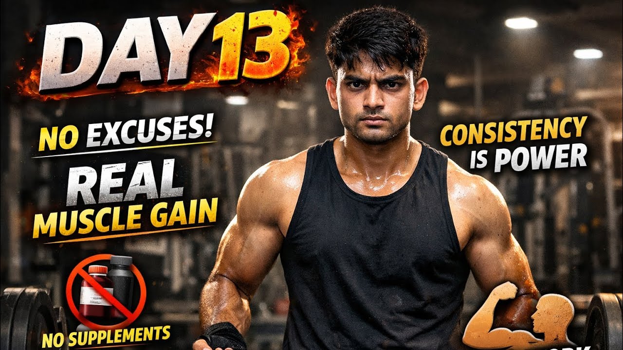 Day 13 💪 No Excuses | Real Muscle Gain Journey | Consistency is Power 🔥 #5amroutine #fitness #day13 