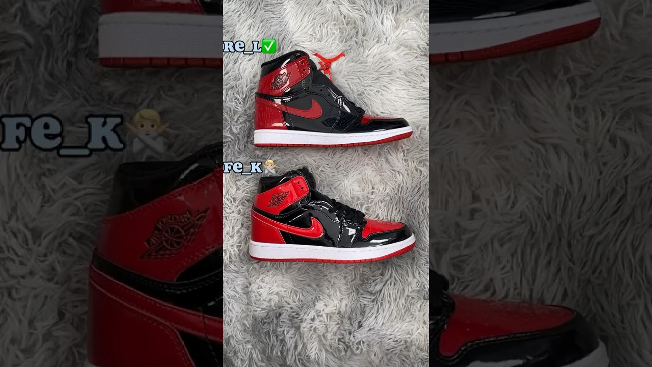 Real Vs Fake Patent Bred Jordan 1 🖤❤️ #sneakerhead #sneakers #viral