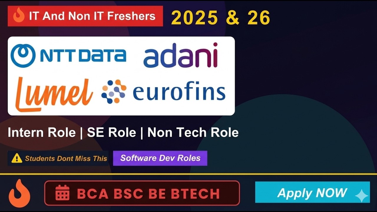 NTT Data, Adani , Hiring Freshers | BCA BSC Engineering | IT Non IT | Apply Now | Batch 2025-2026