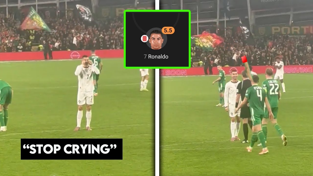 Ronaldo Red Card vs Ireland after NASTY Elbow Punch