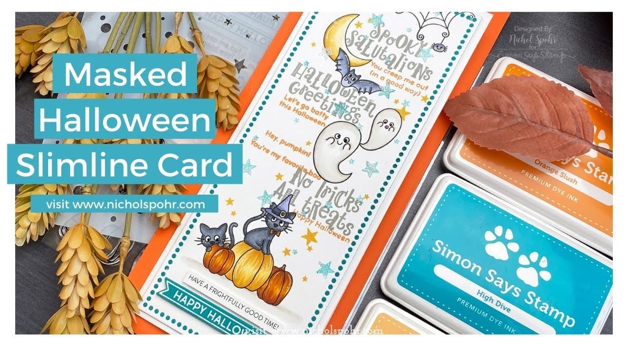 Masked Halloween Slimline Card (Simon Says Stamp)