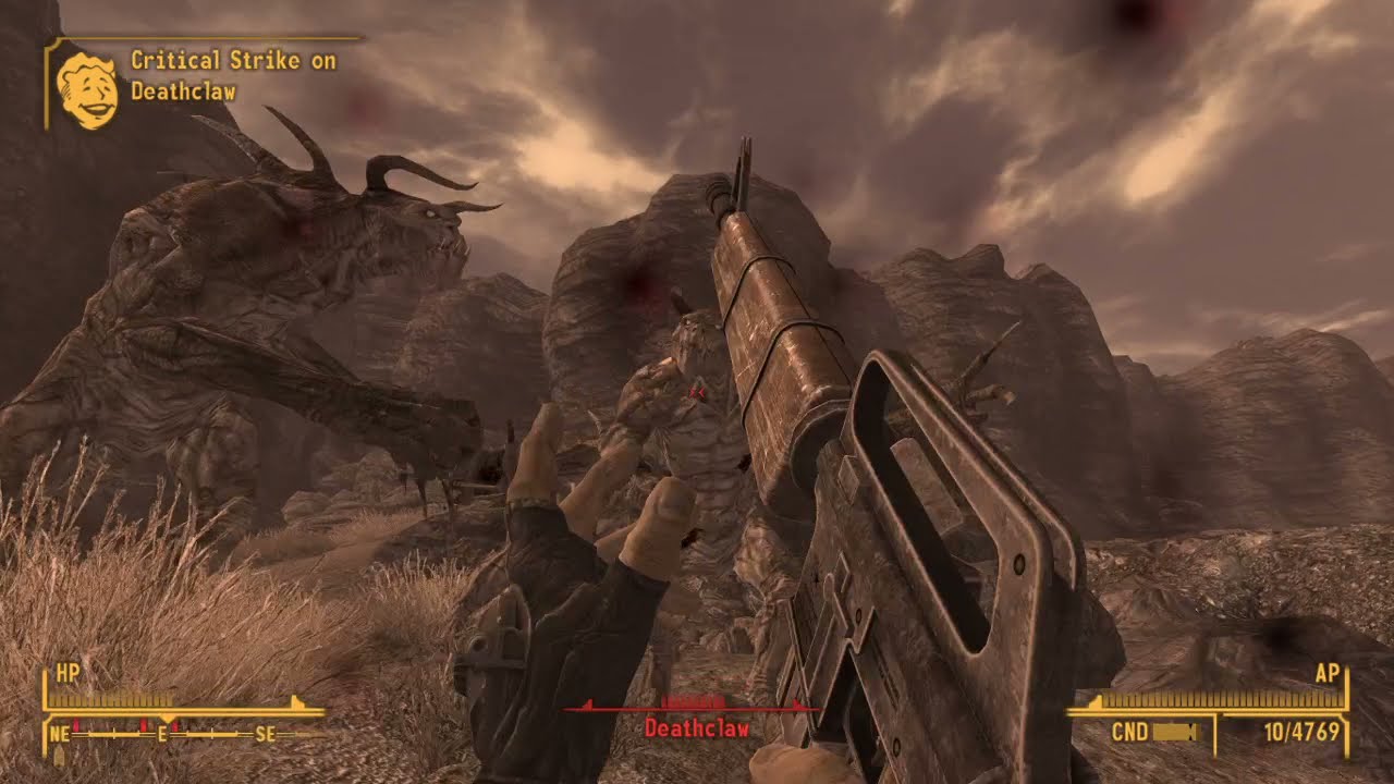 Fallout New Vegas - Crit Survivalist Rifle build vs Strengthened Deathclaw Promontory