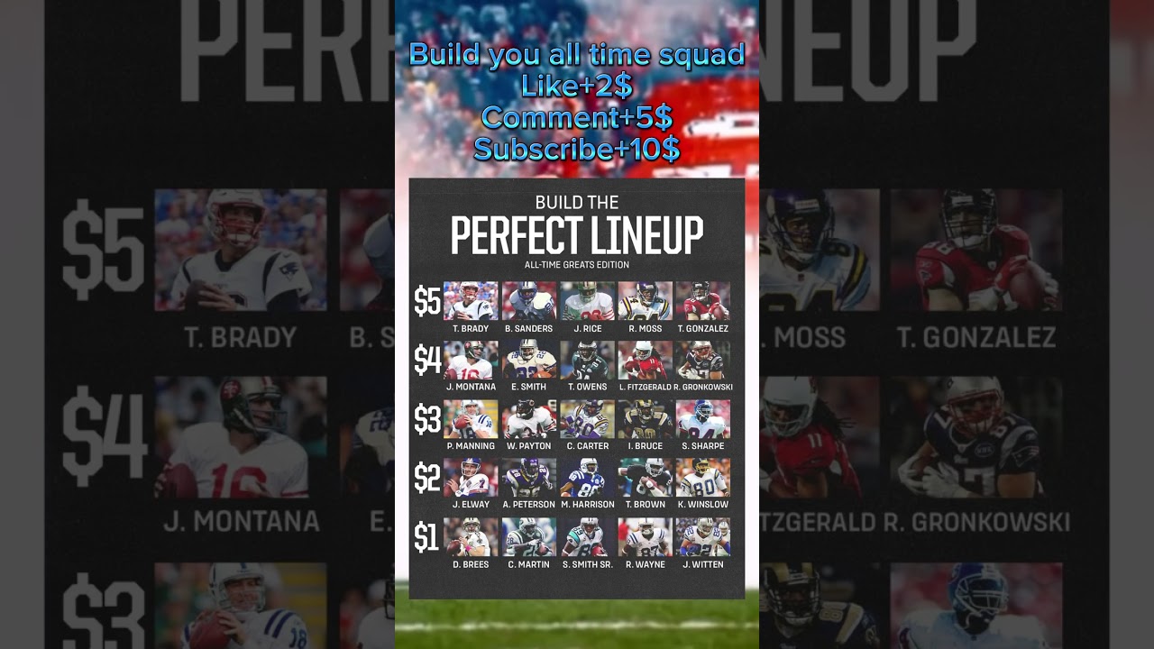 Build your all time nfl roster and with 15$ #nfl #shorts