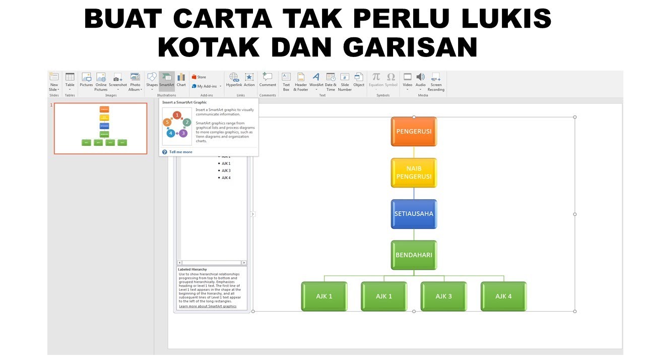 Cara Buat Carta Organisasi Paling MUDAH | Easiest Organisation Chart | Without Drawing Boxes & Lines