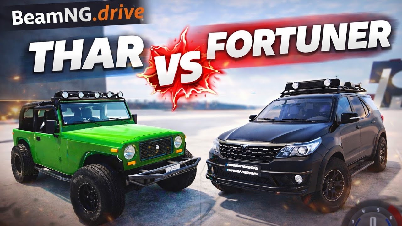  താർ 😈 vs ഫോർട്യൂണർ 😱 ഓഫ്‌റോഡിംഗ് ഉംബി BeamNG.drive #fortuner #thar #offroading #beamngdrive 