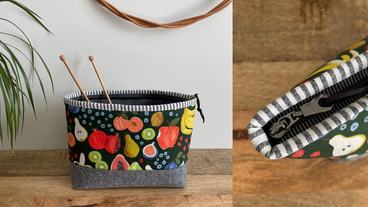 LOLA POUCH ~  No hand sewing required! Open wide pouch, contrasting binding around the zipper.