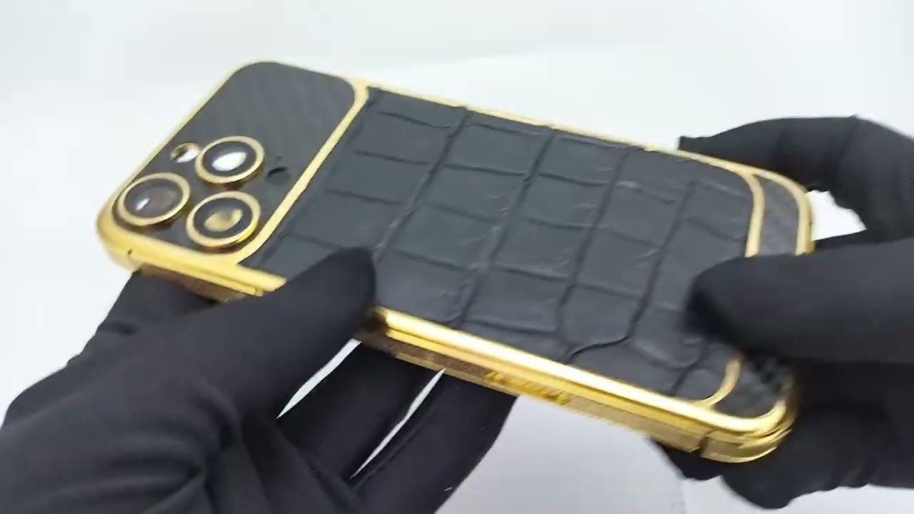 Custom crocodile skin carbon fiber gold luxury metal phone case