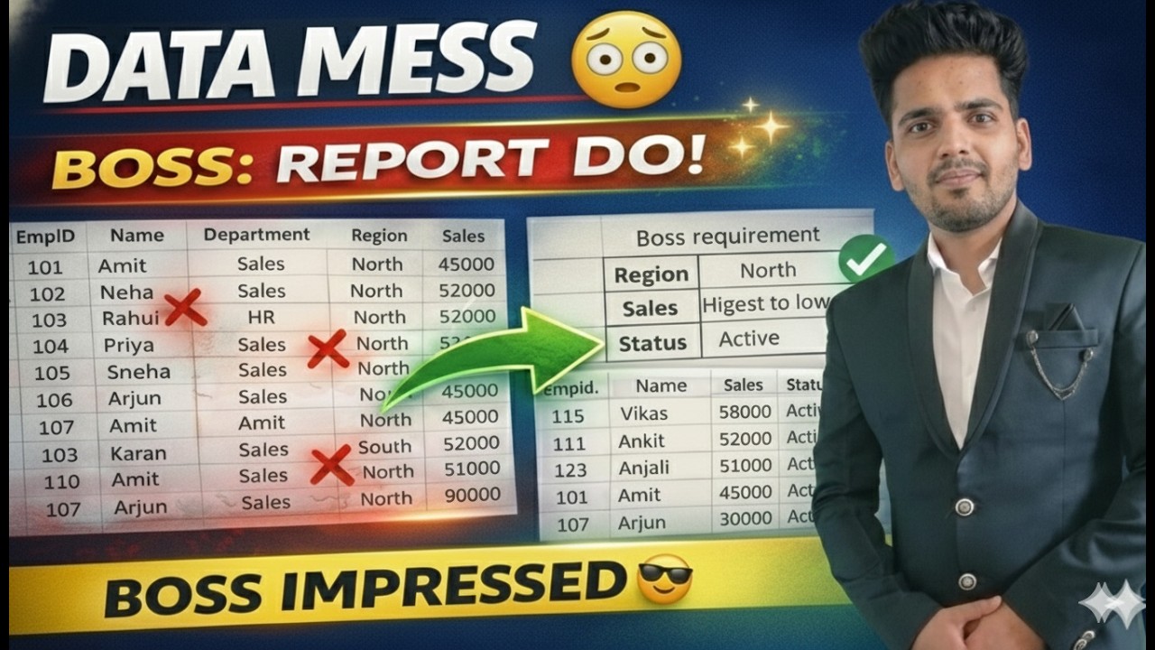 Boss ne bola: Data saaf karo😱 | Excel Filtering and Sorting Secret