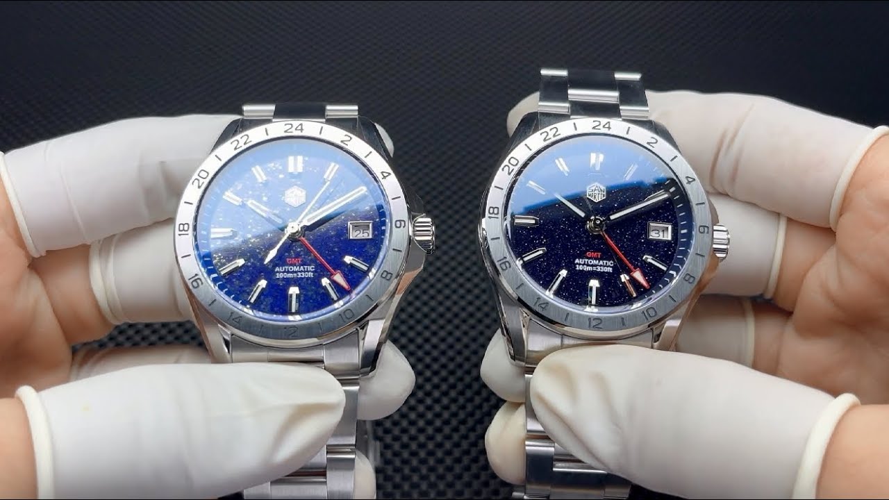San Martin SN0129B 39mm lapis lazuli, starry sky, marble with New brushed bracelet NH34 GMT Watch