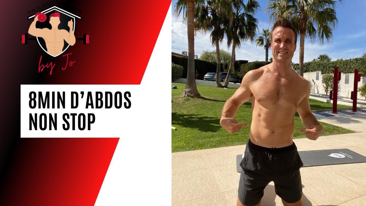 8 minutes d&rsquo;abdos non stop - Ventre plat  - Abdos &agrave; la maison - Jonathan