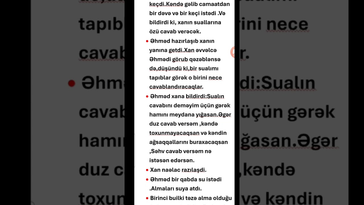 Ağıllı uşaq nağılının təhlili,hadisələrin ardıcıllığı