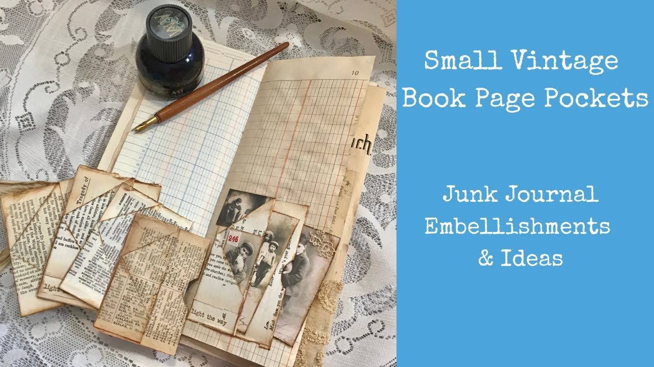 Small Vintage Book Page Pockets | Junk Journal Embellishments & Ideas