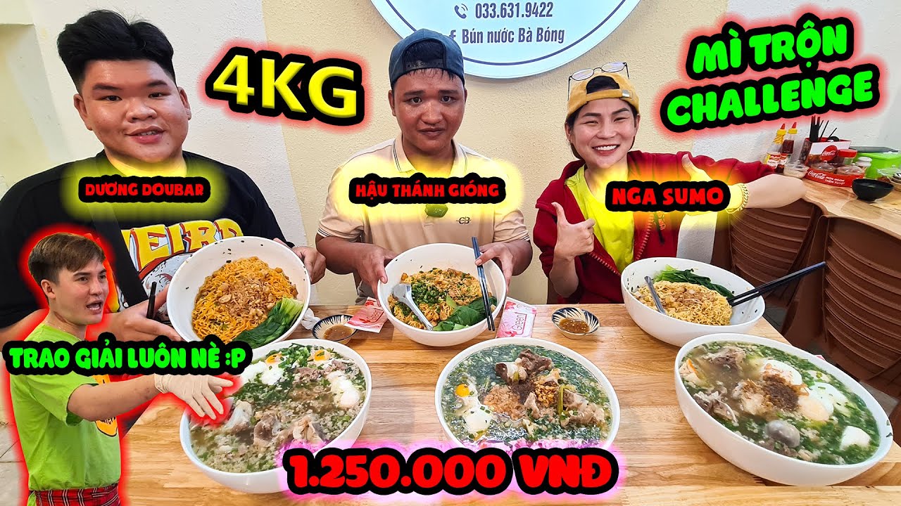 Team Funny Hùng Cùng Nga Sumo Thử Thách 3 Tô MÌ TRỘN 4KG Chủ Quán Xin Trao Giải Trước 1.250.000 VNĐ.