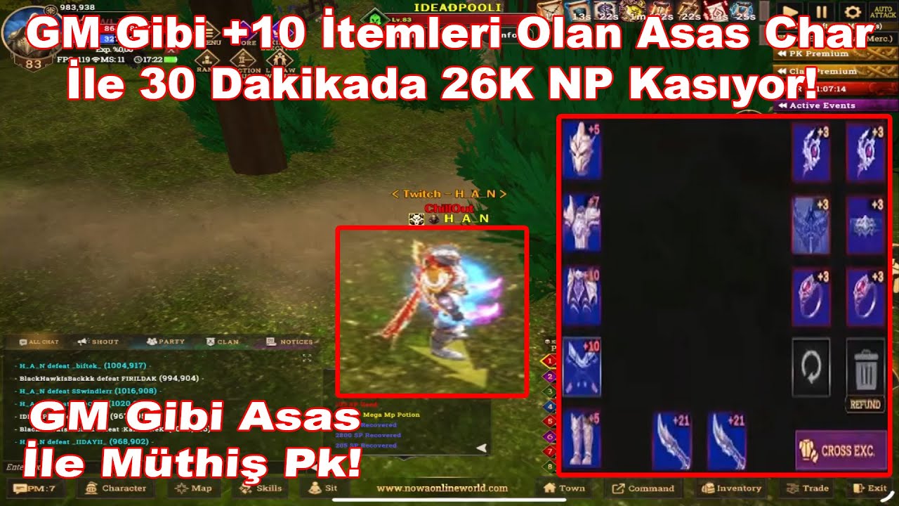 HAN - GM Gibi +10 İtemleri Olan Asas Char İle 30 Dakikada 26K NP Kasıyor! | Nowa Online