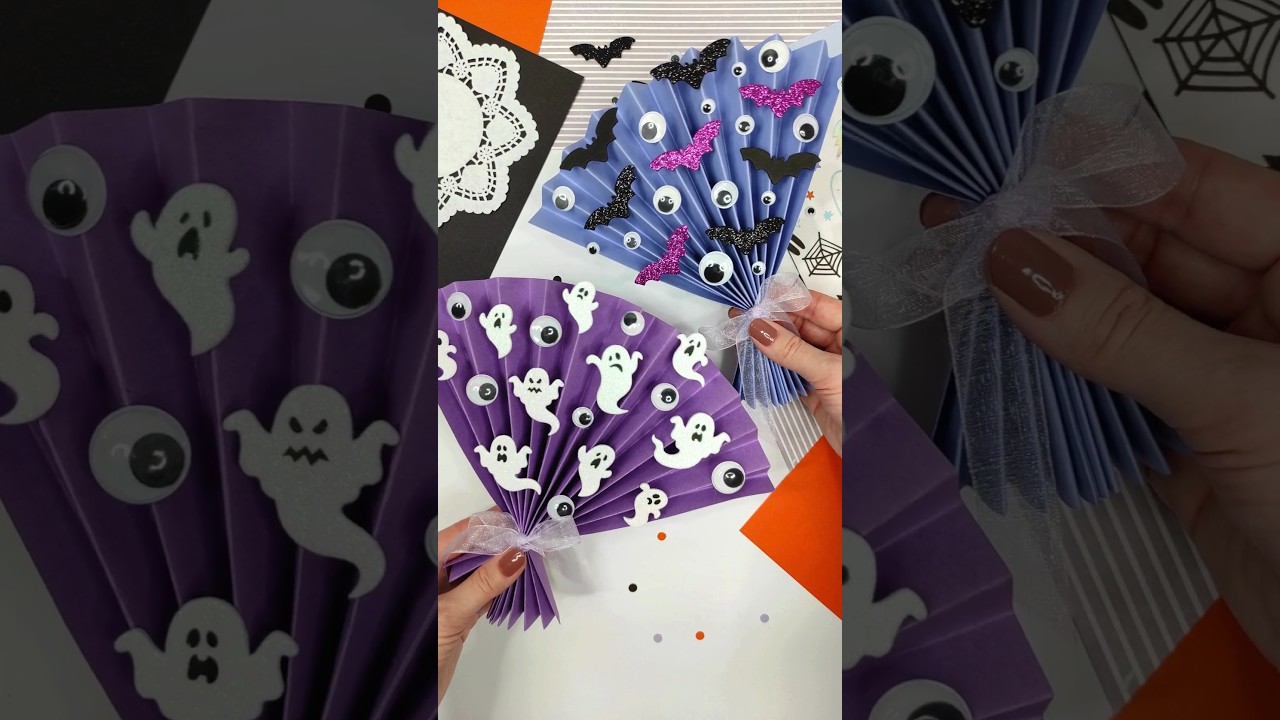 Halloween DIY 👻✂️ Straszne wachlarze z papieru praca plastyczna! #halloweencrafts #pracaplastyczna