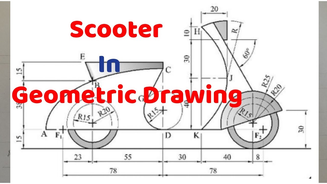 SCOOTER in | Geometric Drawing | Technical Drawing | Engineering drawing