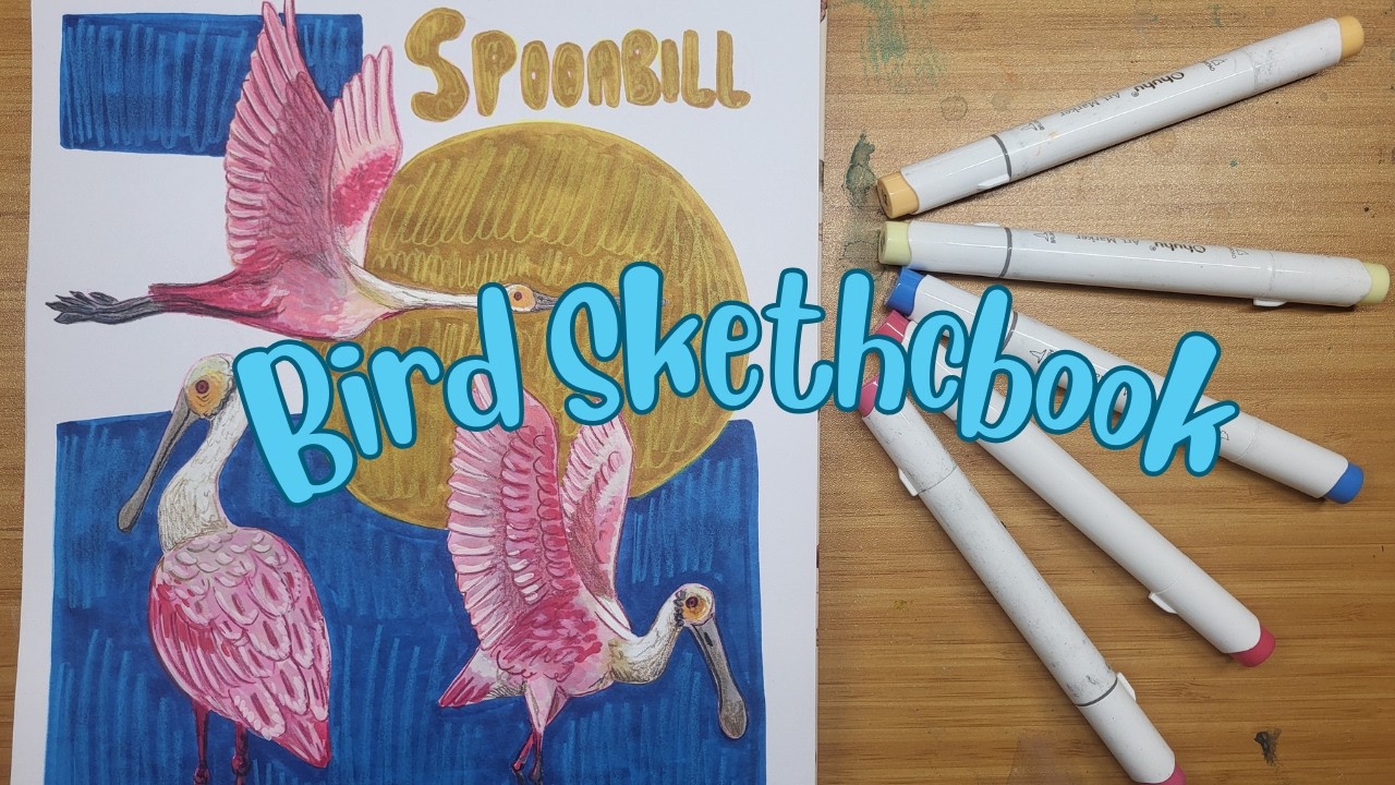 Painting a Spoonbill Bird in My Sketchbook (Mixed Media)