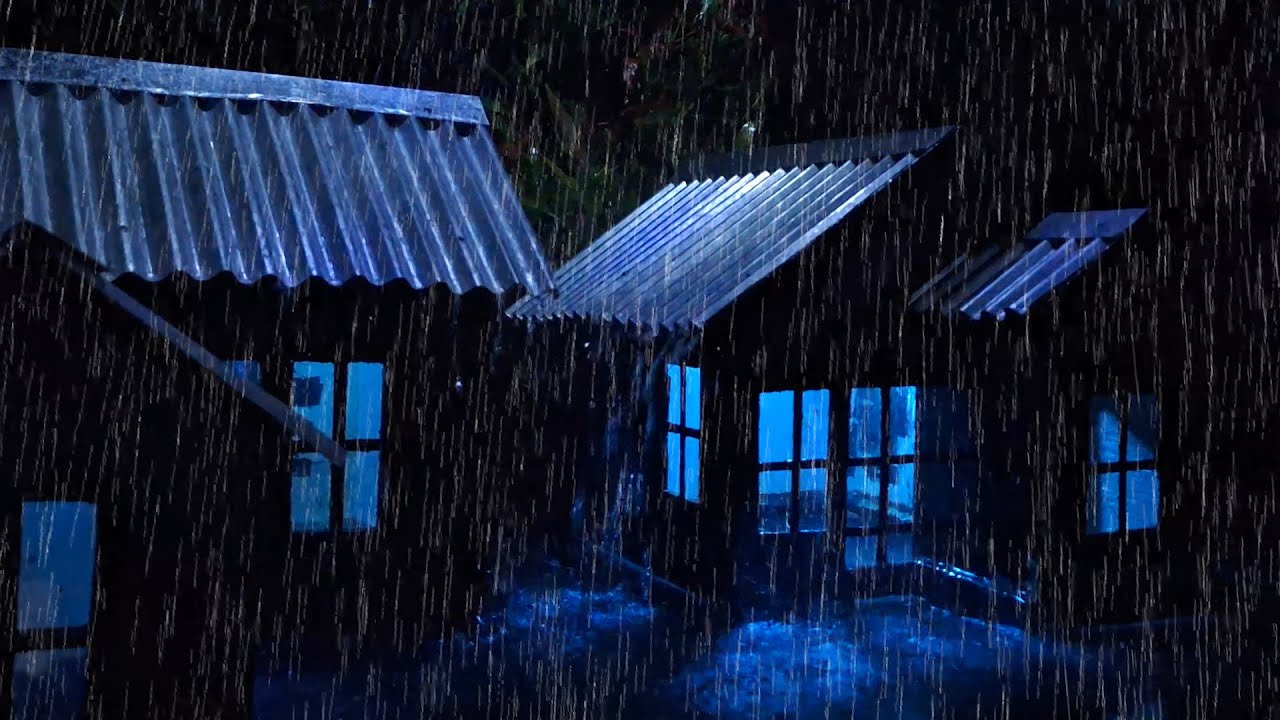 Relaxing Rain Sounds on Tin Roof for Deep Sleep, Rain Sounds for Sleeping, Heavy Rain and Thunder