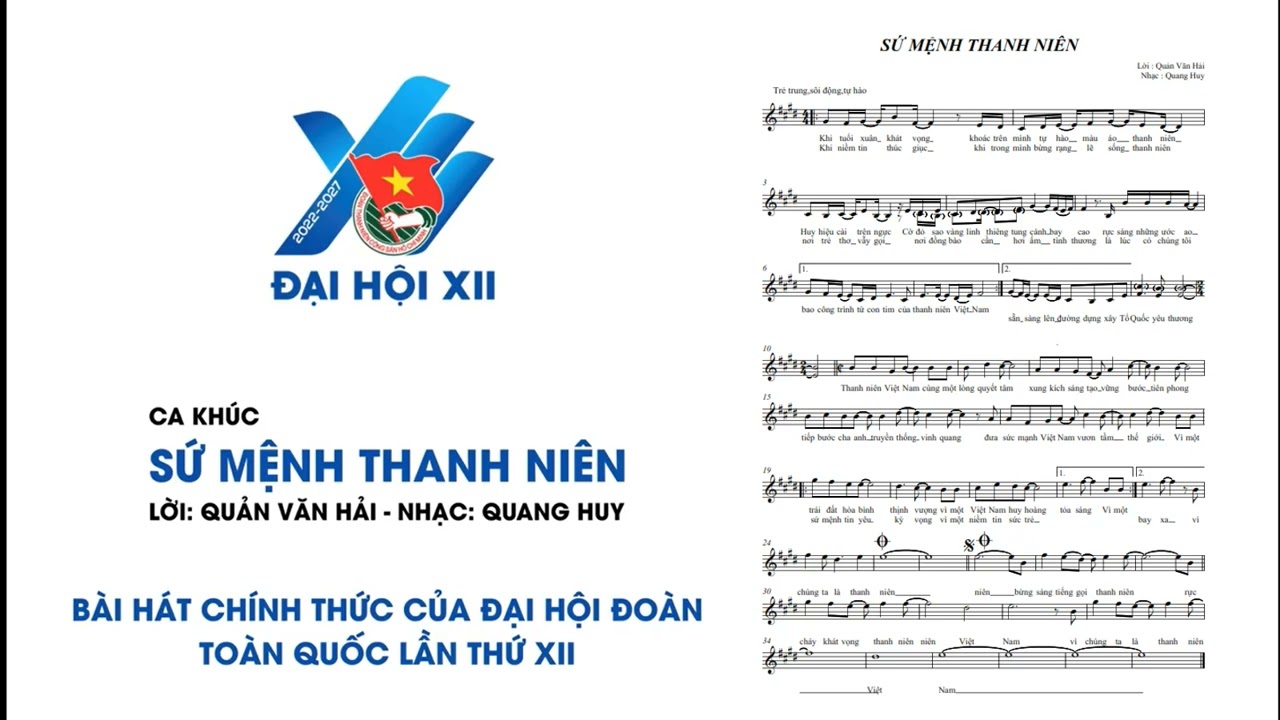 Sứ mệnh thanh niên | Ca khúc chính thức của Đại hội Đoàn XII