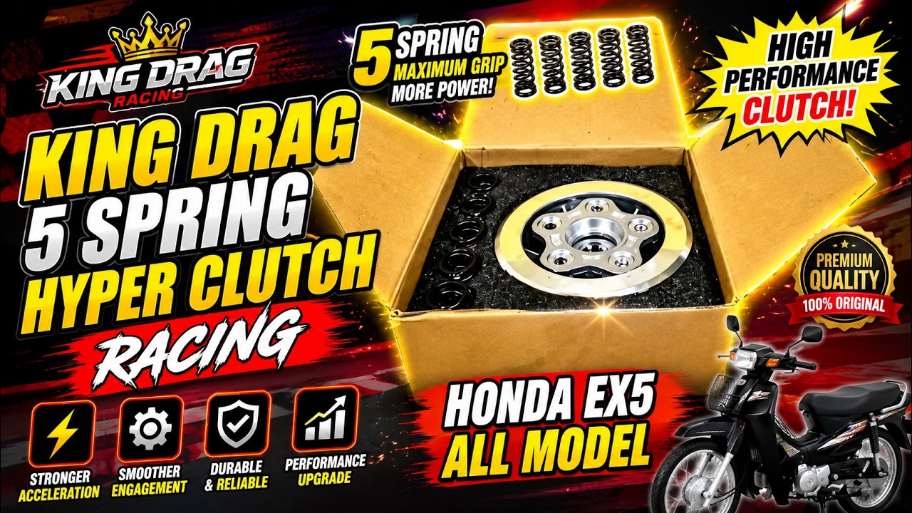 KING DRAG 5 SPRING HYPER CLUTCH RACING MOTO HONDA EX5 SEMUA MODEL REVIEW!