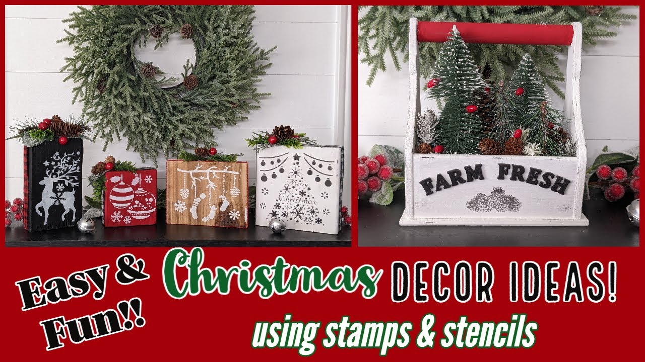 ⭐EASY & FUN CHRISTMAS DECOR IDEAS!!~Dollar Store & Thrift Store Upcycles~Beebeecraft Stencils DIYS