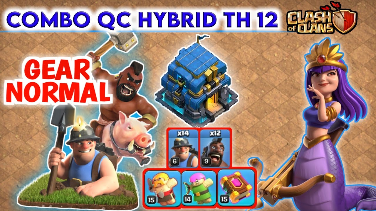 ATTACK STRATEGI TH 12 QC HYBRID ( QC MINHOG ) | CLASH OF CLANS | COC indonesia