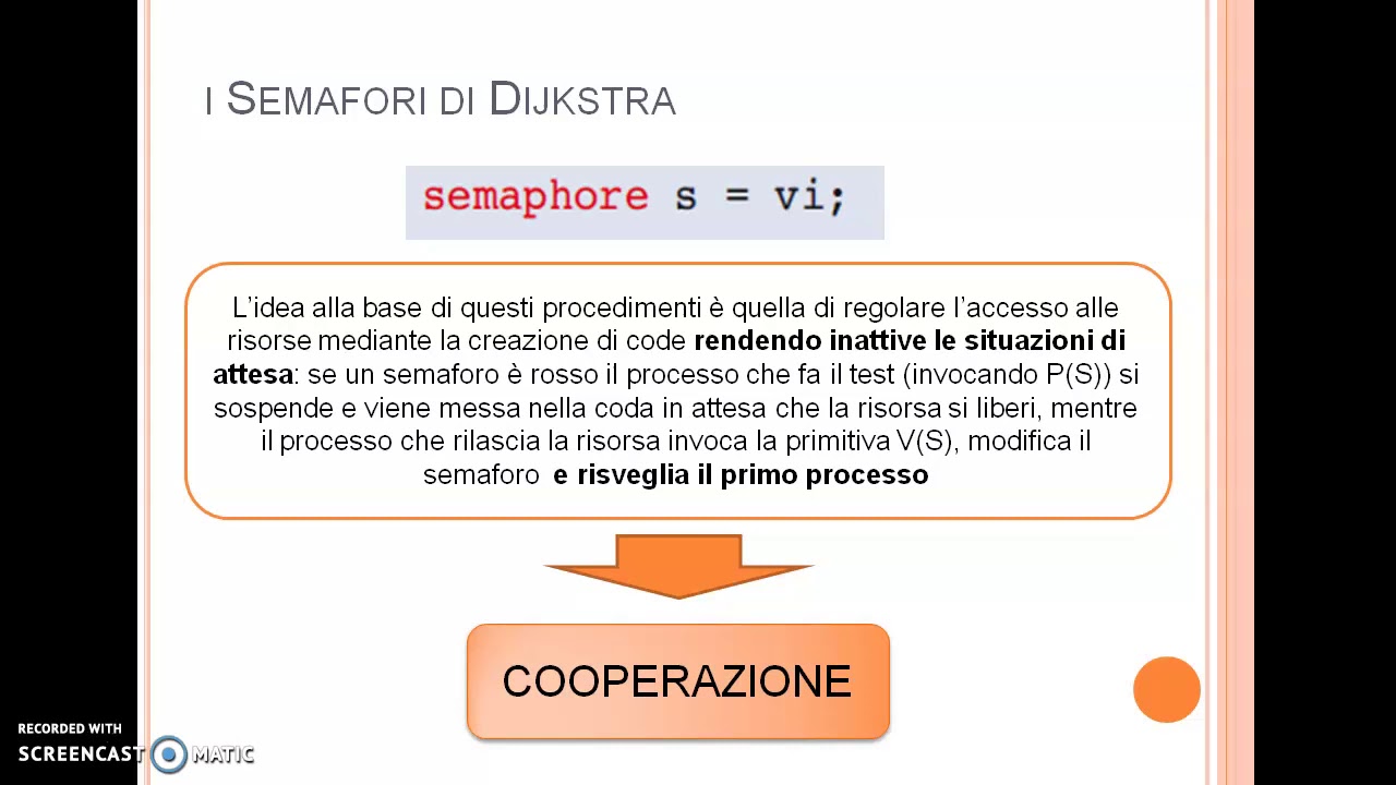 La sincronizzazione sei processi: i semafori (seconda parte)