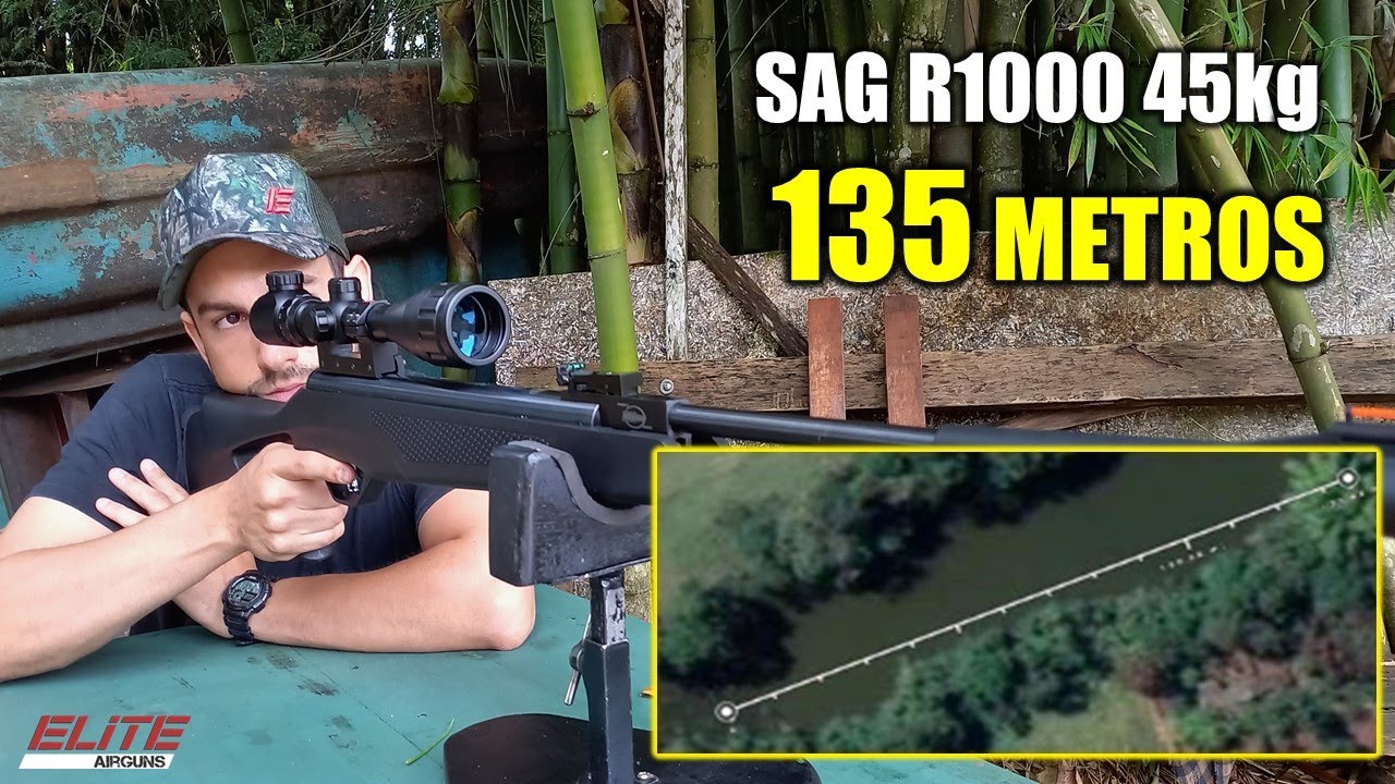 Sag R1000 5.5 desafio a 135 metros com gas ram de 45 kg