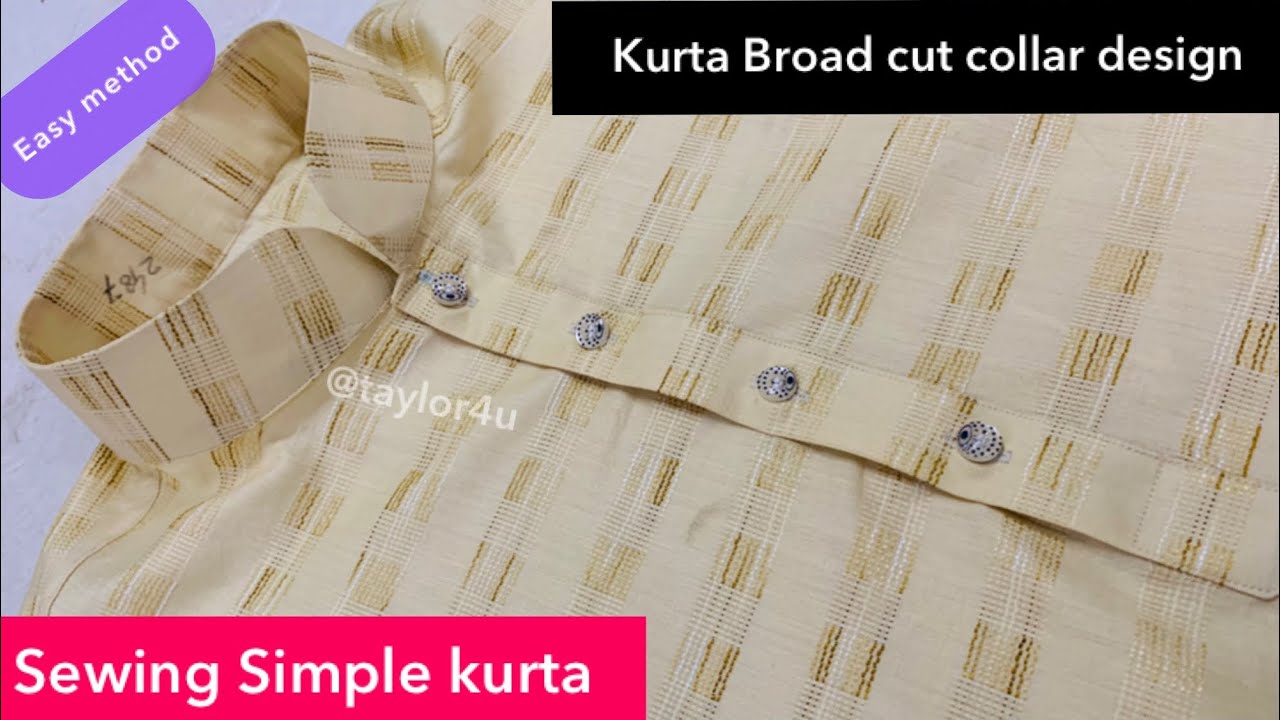 sewing tricks for kurta broad cut collar design | front patti mein cut wala kurta ki silai