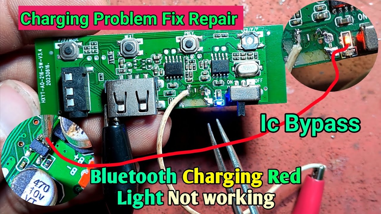 Bluetooth Speaker Charging Red Light Fix || Bluetooth kit ic bypass charging ovp solution
