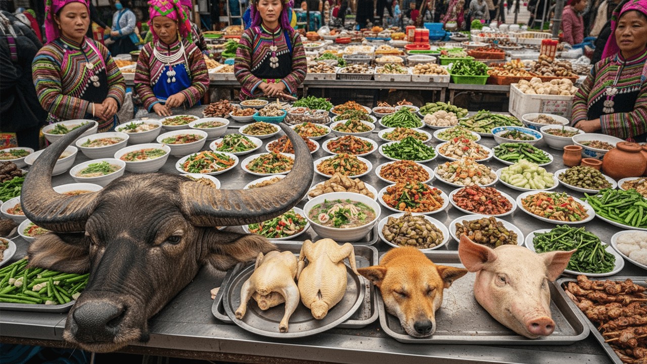 Life in Northern Vietnam 🇻🇳 | Vietnamese Markets & Local People | Highland Market Cuisine