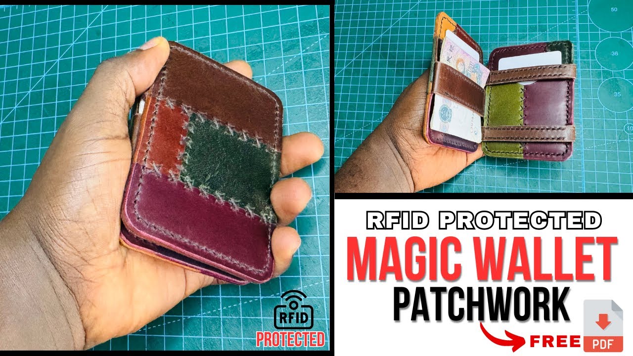 DIY Patchwork Leather Magic Wallet with RFID Protection | Free Pattern Template