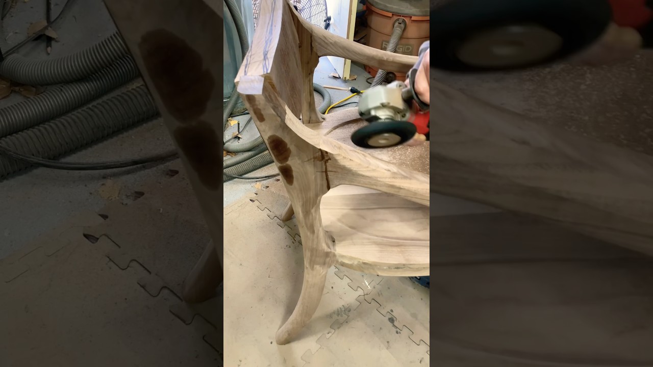 Power carving a Walnut dining chair | #woodworking