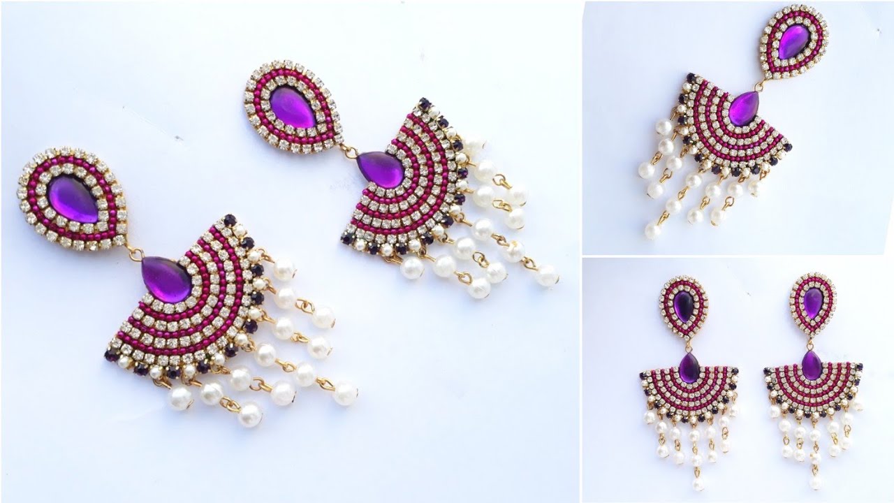 How To Make Designer Pearls Earrings At Home | How To Make Paper Earrings | DIY | Uppunuti Home