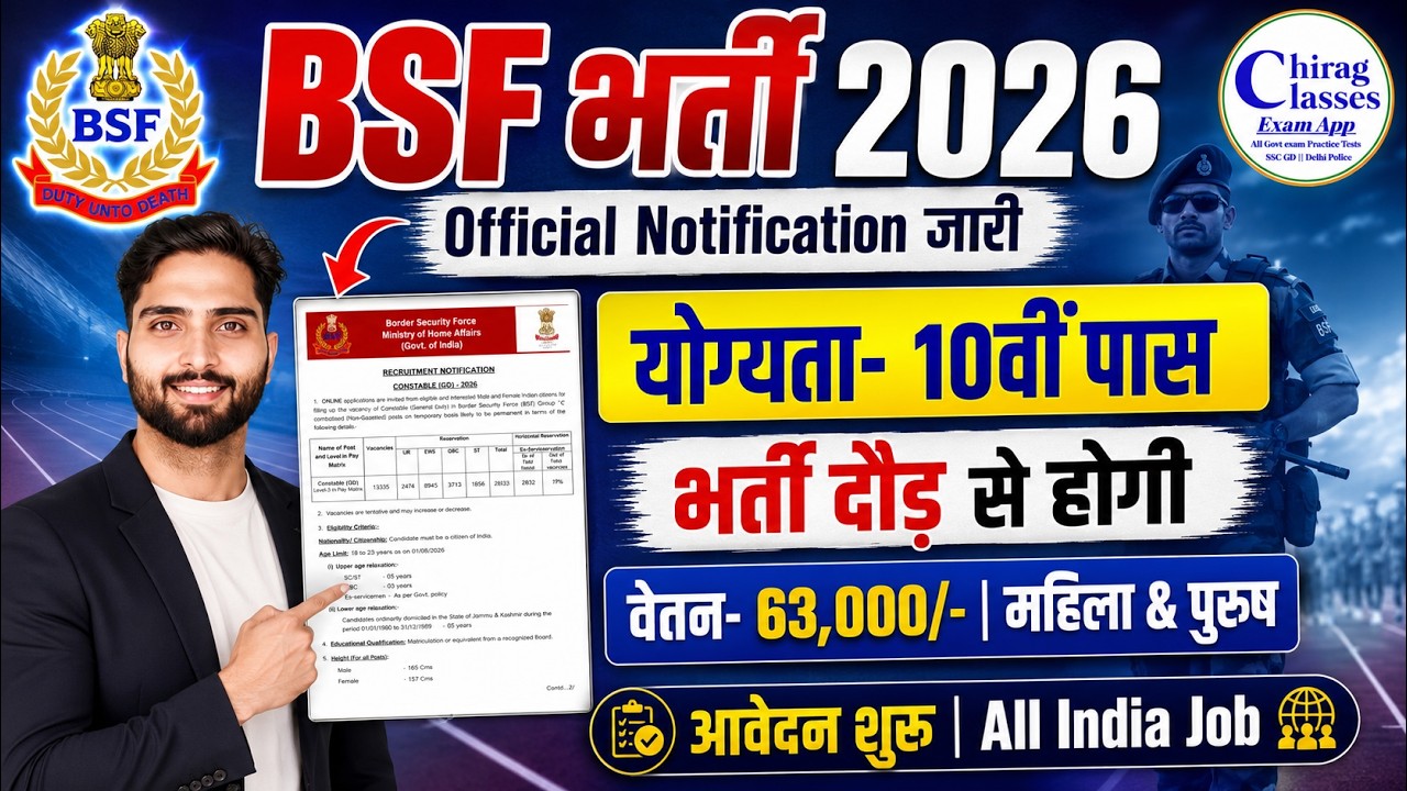 BSF Bharti 2026 Notification Out | BSF Constable Recruitment 2026 Eligibility, Online Form