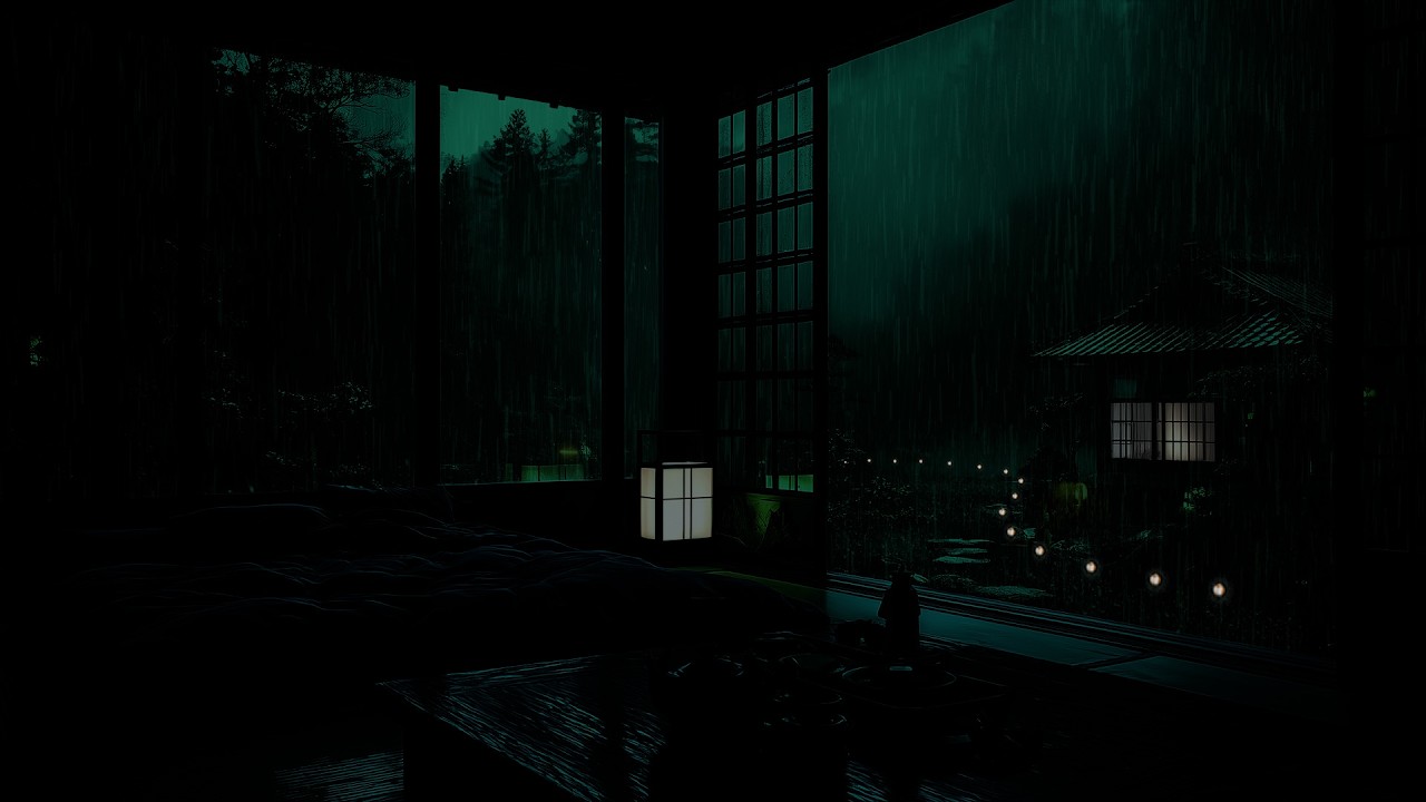 Riverside Cabin Rain Sounds on a Quiet Night 🌧 (No Ads) | Calm Dark Bedroom Sounds for Deep Sleep