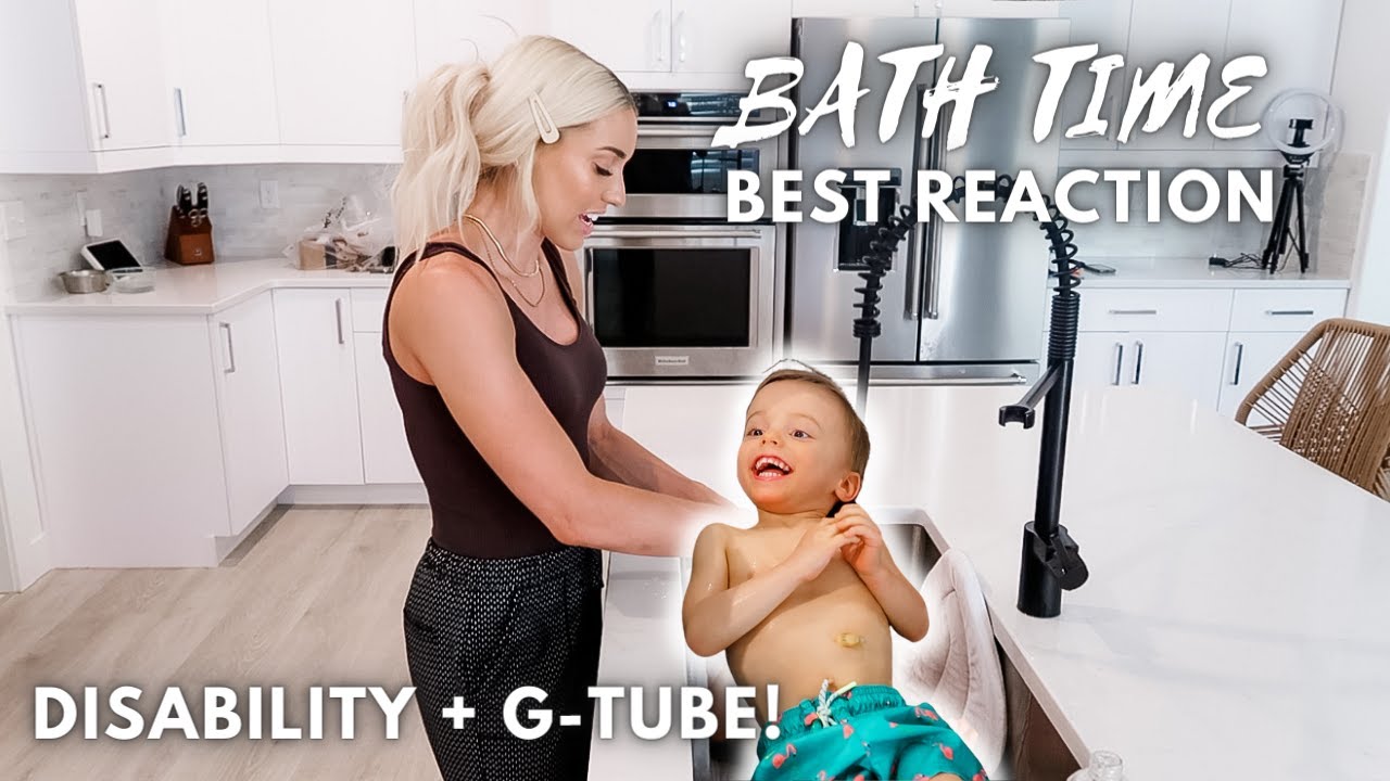 BATH TIME ROUTINE FOR TODDLER WITH CEREBRAL PALSY | ADORABLE REACTION!