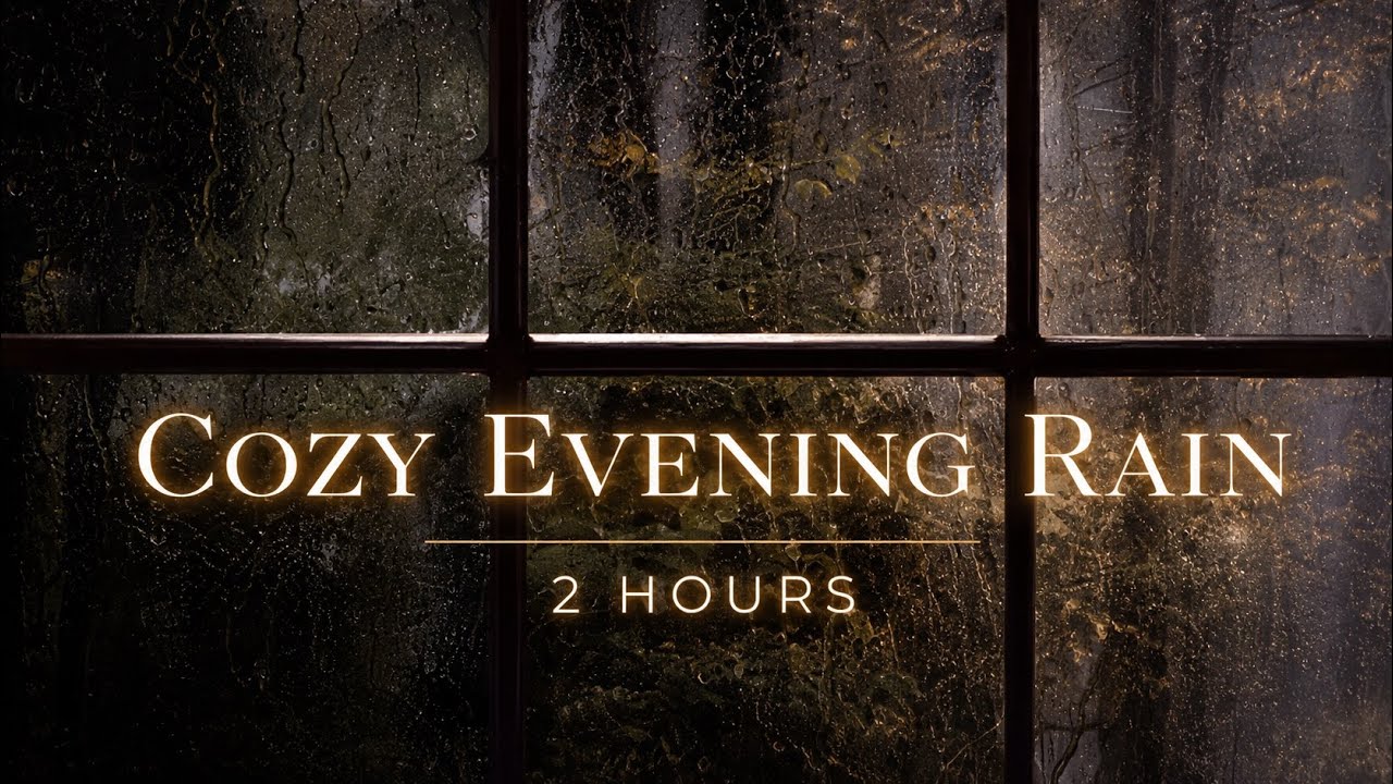 Cozy Evening Rain | 2 Hours | Soft Indoor Rain on Window for Sleep & Relax