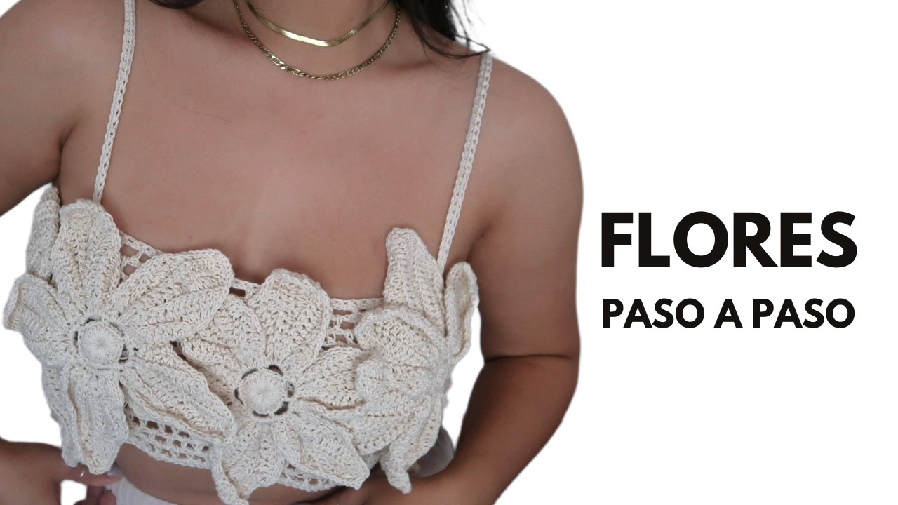 Como tejer flores a crochet para un top | TUTORIAL