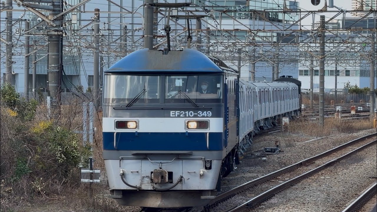 【4K高画質】【12-951F  日本車両出場新造甲種輸送】JR貨物EF210形349号機＋ヨ8450＋都営12-600形12-951編成＋ヨ8891が新川崎通過！（9597レ・甲3）2026.3.7