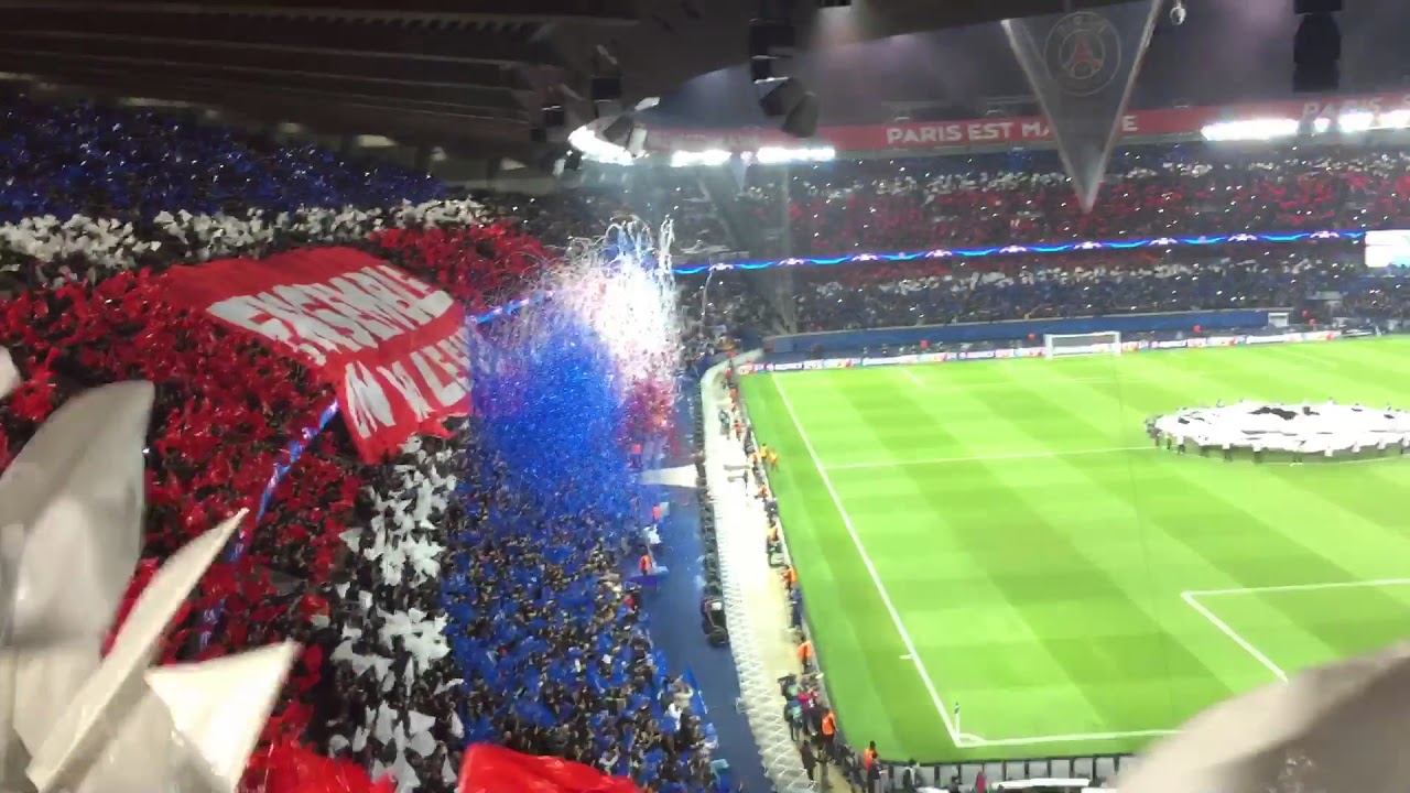 PSG - RÉAL Ambiance en tribune  - hymne Ligue des champions