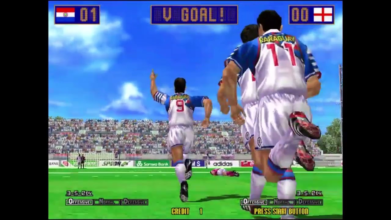 VIRTUA STRIKER 2 version 98 SEGA - 1998 arcade retrogame longplay . Paraguay walkthrough