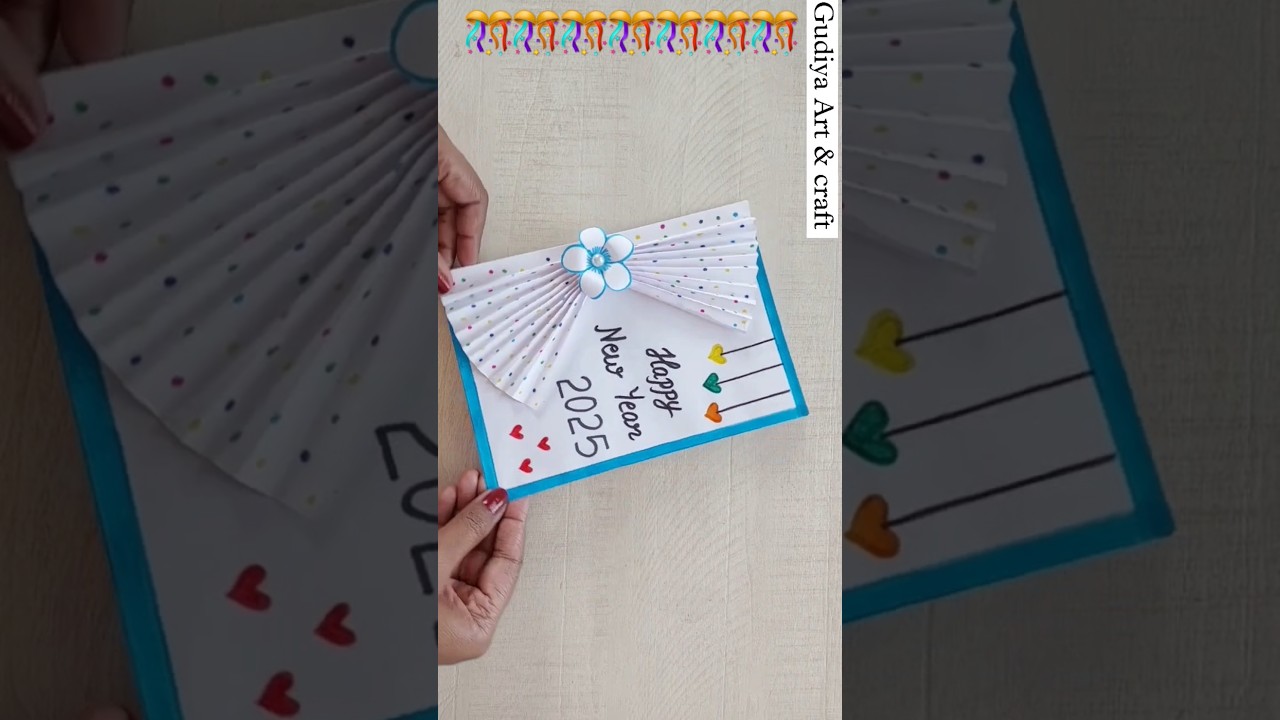 Easy and beautiful Happy New year card making with white paper #shorts #ytshorts #diy #newyear2025