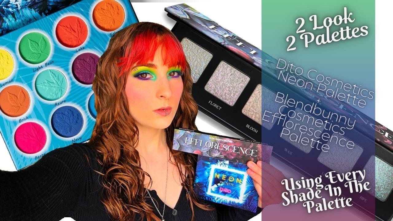 Blendbunny Cosmetics Efflorescence+Dito Cosmetics Neon | 2 Looks | Using Every Shade In The Palette
