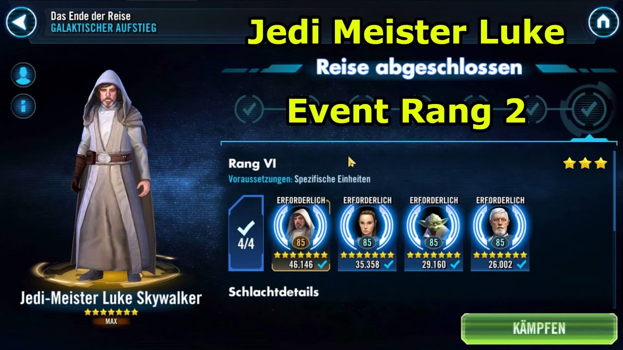 Jedi Meister Luke Skywalker Event Rang 2 - SWGoH Deutsch